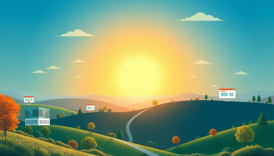 Hình Ảnh Khung Cảnh Số Với Biểu Tượng Cơ Hội Trong Thiết Kế Website.