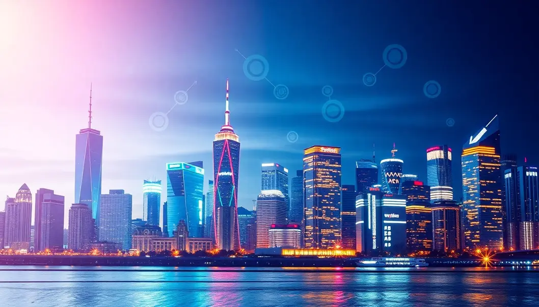 Một Thành Phố Với Ánh Đèn Sáng, Biểu Tượng Cho Sự Phát Triển Thương Hiệu Và Sáng Tạo Trong Thiết Kế Web.