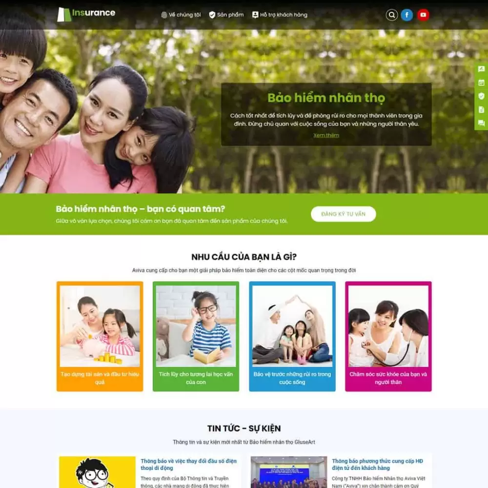 Theme wordpress giới thiệu dịch vụ bảo hiểm