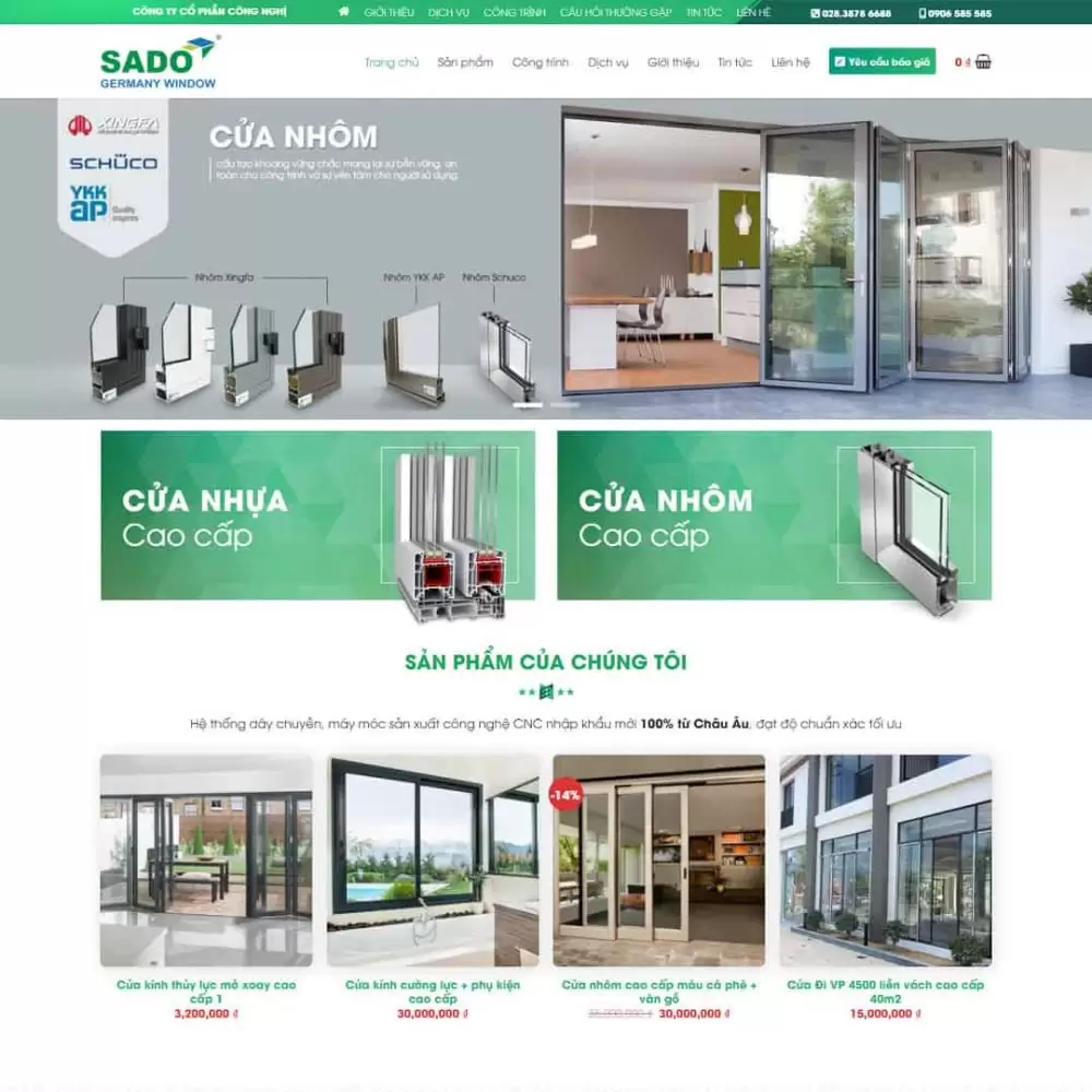 Theme WordPress công ty nhôm kính 01