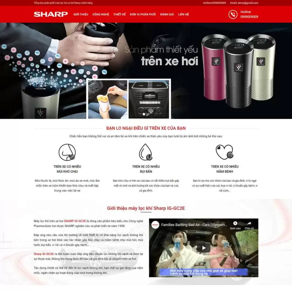 Theme WordPress landing page giới thiệu máy lọc khí