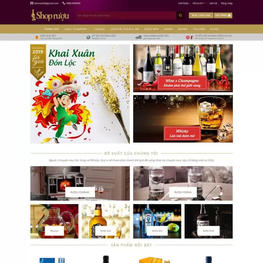 Theme WordPress cửa hàng bán rượu
