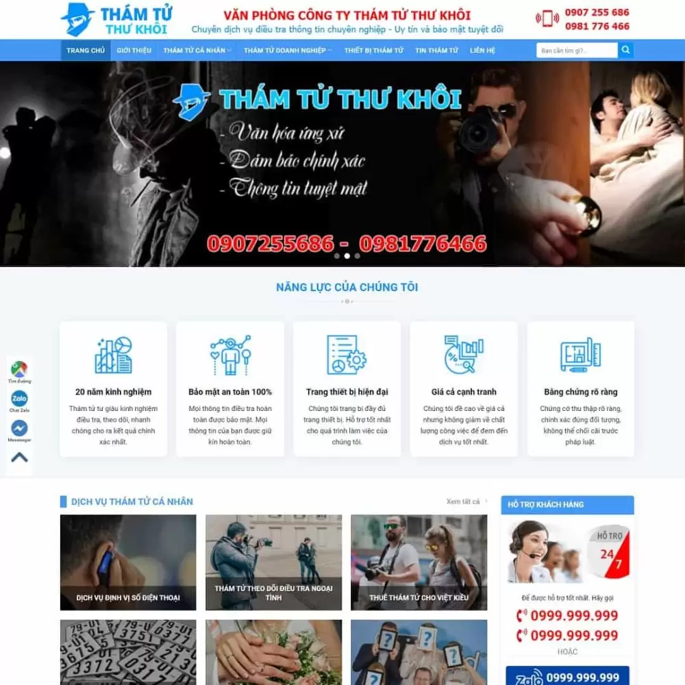 Theme WordPress công ty, dịch vụ thám tử