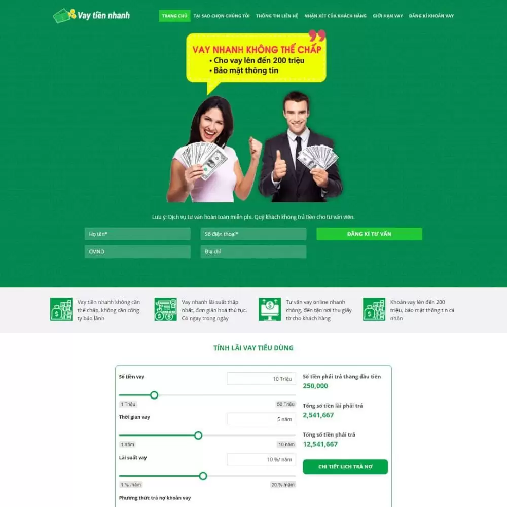 Theme WordPress dịch vụ tín dụng, vay tiền nhanh